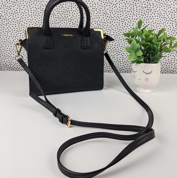 Calvin Klein Saffiano Black Square Tote w/ Detachable Shoulder Strap - Picture 13 of 16